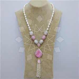 Fashion Gem and Crystals Tassel Necklace
