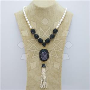 Fashion Gem and Crystals Tassel Necklace