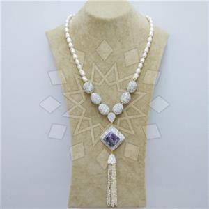 Fashion Gem and Crystals Tassel Necklace