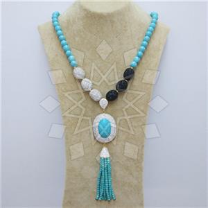 Fashion Gem and Crystals Tassel Necklace