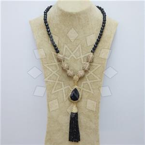 Fashion Gem and Crystals Tassel Necklace