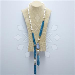 Fashion Gem and Crystals Tassel Necklace