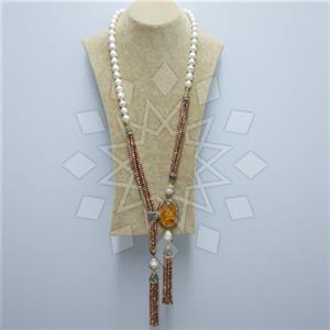 Fashion Gem and Crystals Tassel Necklace