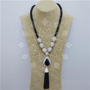 Fashion Gem and Crystals Tassel Necklace