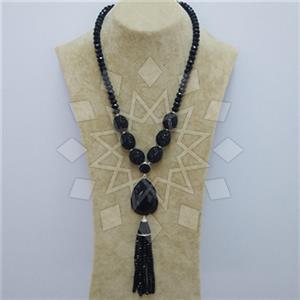 Fashion Gem and Crystals Tassel Necklace