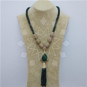 Fashion Gem and Crystals Tassel Necklace