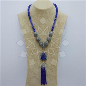 Fashion Gem and Crystals Tassel Necklace