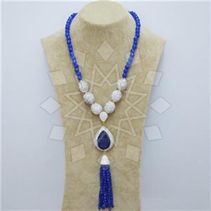 Fashion Gem and Crystals Tassel Necklace