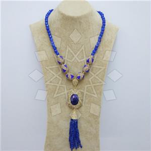 Fashion Gem and Crystals Tassel Necklace