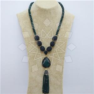 Fashion Gem and Crystals Tassel Necklace