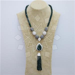 Fashion Gem and Crystals Tassel Necklace
