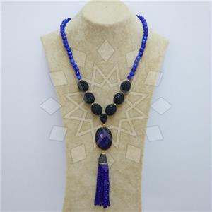 Fashion Gem and Crystals Tassel Necklace