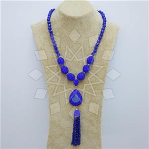 Fashion Gem and Crystals Tassel Necklace