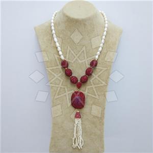 Fashion Gem and Crystals Tassel Necklace