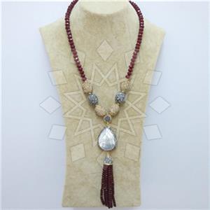 Fashion Gem and Crystals Tassel Necklace