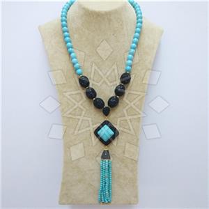 Fashion Gem and Crystals Tassel Necklace