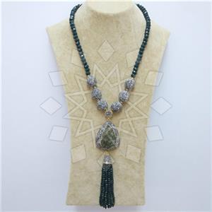 Fashion Gem and Crystals Tassel Necklace