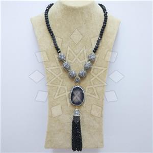 Fashion Gem and Crystals Tassel Necklace