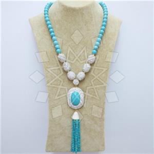 Fashion Gem and Crystals Tassel Necklace