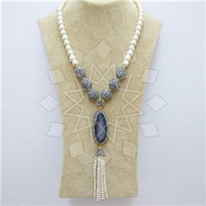 Fashion Gem and Crystals Tassel Necklace