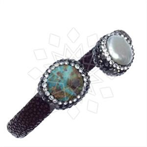 925 Sterling Silver Gem and Crystals Cuff Bracelets