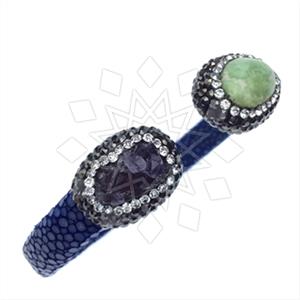 925 Sterling Silver Gem and Crystals Cuff Bracelets