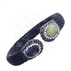 925 Sterling Silver Gem and Crystals Cuff Bracelets