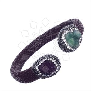 925 Sterling Silver Gem and Crystals Cuff Bracelets