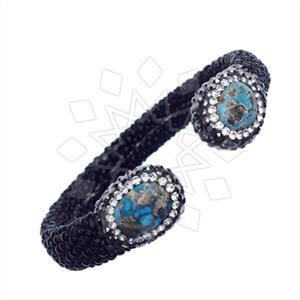 925 Sterling Silver Gem and Crystals Cuff Bracelets
