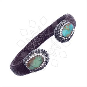 925 Sterling Silver Gem and Crystals Cuff Bracelets