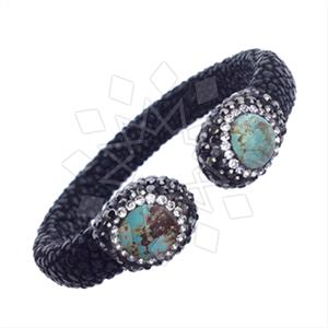 925 Sterling Silver Gem and Crystals Cuff Bracelets