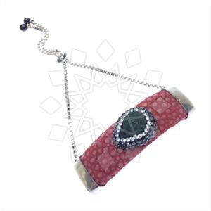 Leather and Fur Gem and Crystals Adjustable Bracelet