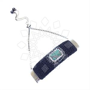 Leather and Fur Gem and Crystals Adjustable Bracelet