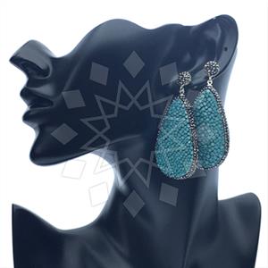 Leather and Fur Gem and Crystals Single Drop Earrings