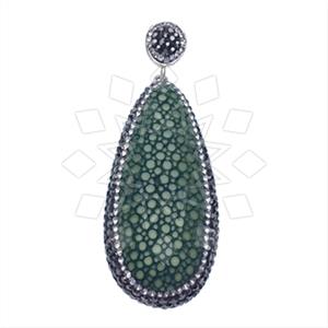 Leather and Fur Stingray Leather  Single Drop Gem Pendant