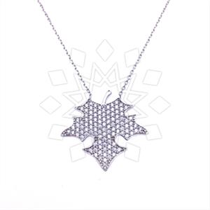 925 Sterling Silver Tree and Leaf Pendant Necklace