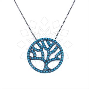 925 Sterling Silver Tree and Leaf Pendant Necklace