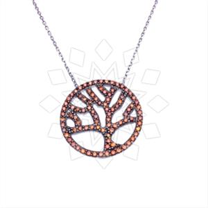 925 Sterling Silver Tree and Leaf Pendant Necklace