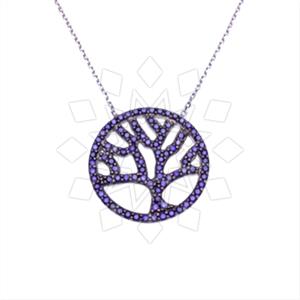 925 Sterling Silver Tree and Leaf Pendant Necklace