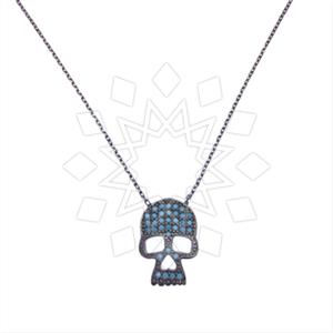 925 Sterling Silver Skull Pendant Necklace
