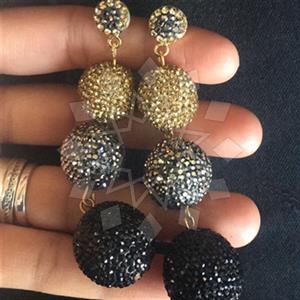 925 Sterling Silver Crystal Pave  Triple Drop Earrings