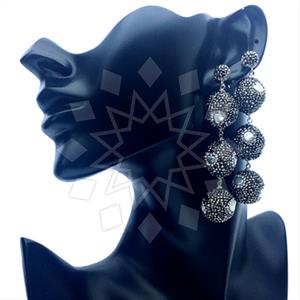 925 Sterling Silver Gem and Crystals Triple Drop Earrings