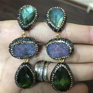 925 Sterling Silver Gem and Crystals Triple Drop Earrings