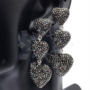 925 Sterling Silver Gem and Crystals Triple Drop Earrings