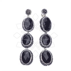 925 Sterling Silver Gem and Crystals Triple Drop Earrings