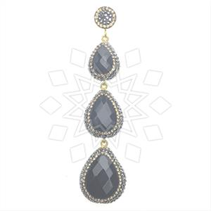 925 Sterling Silver Gem and Crystals Triple Drop Pendant