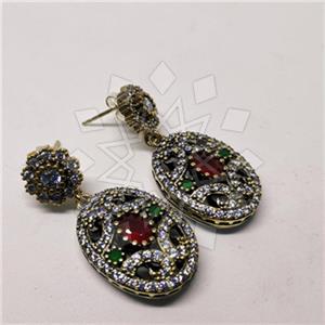 Turkish Silver Antique Ottoman  Dangle Earrings