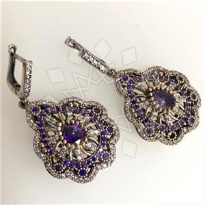 Turkish Silver Hurrem Sultan  Dangle Earrings