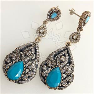 Turkish Silver Hurrem Sultan  Dangle Earrings