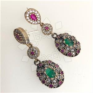 Turkish Silver Antique Ottoman  Dangle Earrings